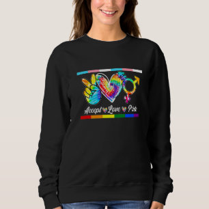 Accept Love Pride Transgender Tie Dye Lgbt Pride M Sweatshirt