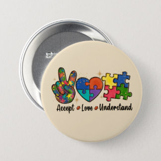 Accept, Love, Understand Autism Awareness Button