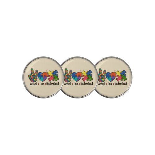 Accept Love Understand Autism Awareness Golf Ball Marker