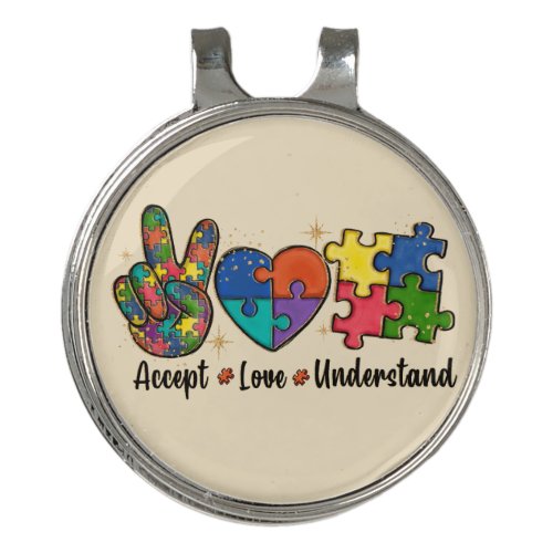 Accept Love Understand Autism Awareness Golf Hat Clip
