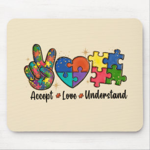 Accept Love Understand - Autism Awareness Heart Mouse Pad