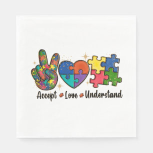 Accept Love Understand - Autism Awareness Heart Napkins