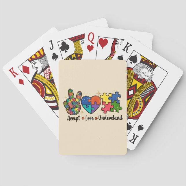 Accept Love Understand - Autism Awareness Heart Poker Cards (Back)
