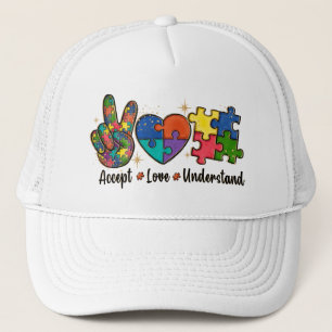 Accept Love Understand - Autism Awareness Heart Trucker Hat