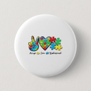 Accept Love Understand Autism Awareness Men Women Button