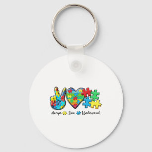Accept Love Understand Autism Awareness Men Women  Keychain