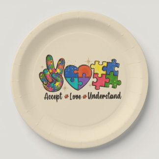 Accept, Love, Understand Autism Awareness Paper Plates