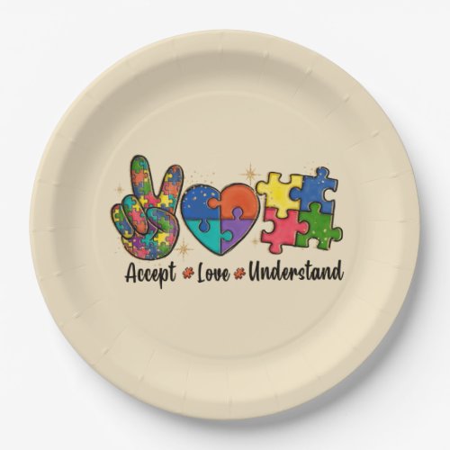 Accept Love Understand Autism Awareness Paper Plates