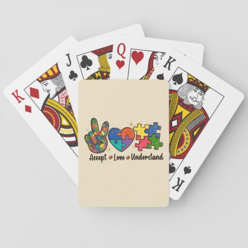 Accept Love Understand Autism Awareness Poker Cards