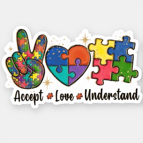 Accept Love Understand Autism Awareness Sticker