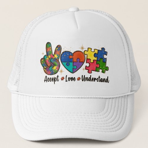 Accept Love Understand Autism Awareness Trucker Hat