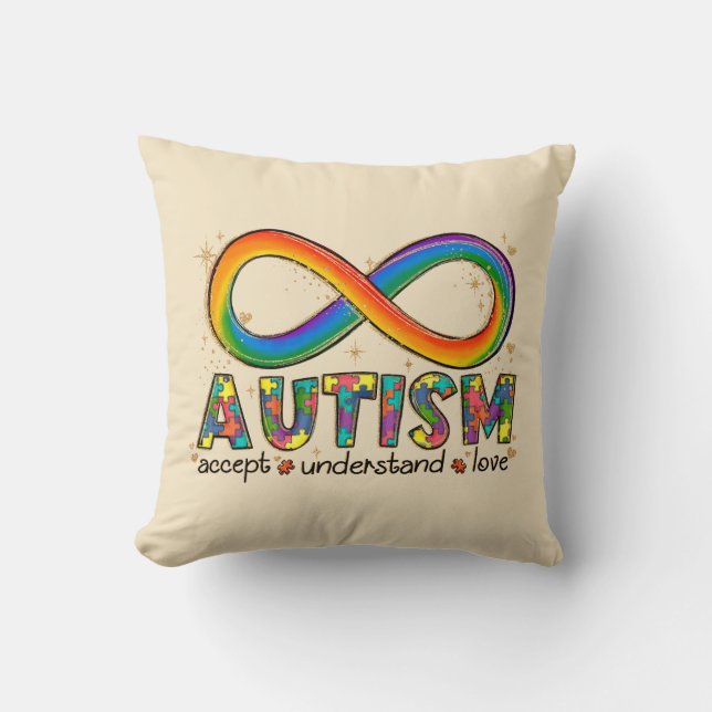 Accept Love Understand - Infinity Autism Awareness Throw Pillow (Front)