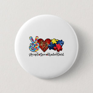 Accept Love Understandpeace Love Autism Awareness Button