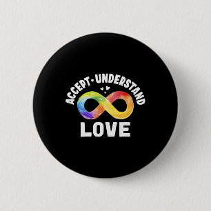 Accept Understand Love Autism Awareness Asd Button