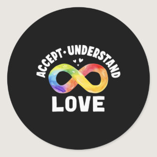 Accept Understand Love Autism Awareness ASD Infini Classic Round Sticker