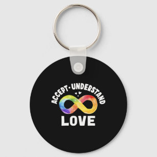 Accept Understand Love Autism Awareness ASD Infini Keychain