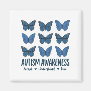Accept Understand Love Autism Awareness Butterfly Magnet