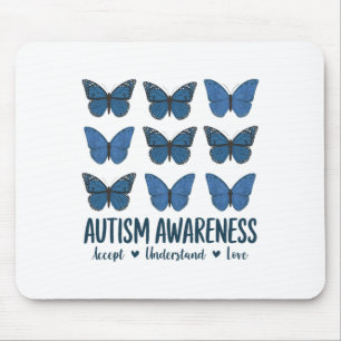 Accept Understand Love Autism Awareness Butterfly  Mouse Pad