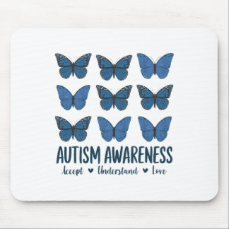 Accept Understand Love Autism Awareness Butterfly Mouse Pad