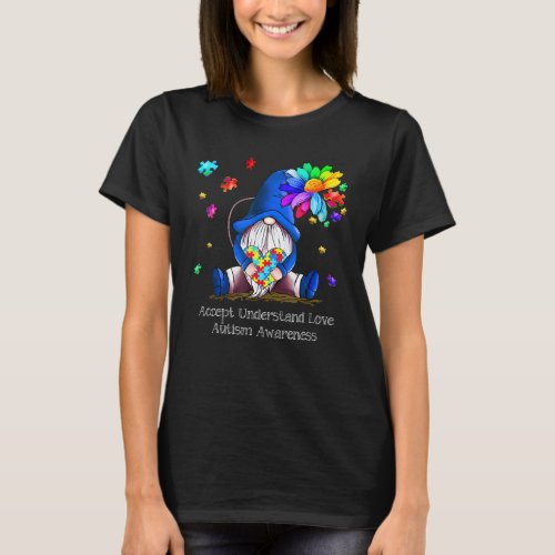 Accept Understand Love Autism Awareness Gnome Puzz T_Shirt