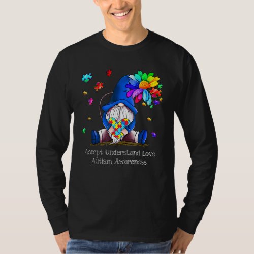 Accept Understand Love Autism Awareness Gnome Puzz T_Shirt