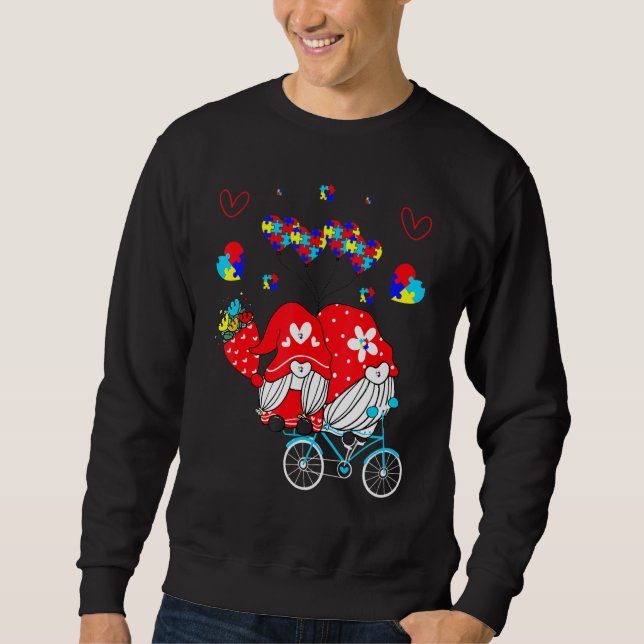 Accept Understand Love Autism Awareness Gnome Vale Sweatshirt (Front)