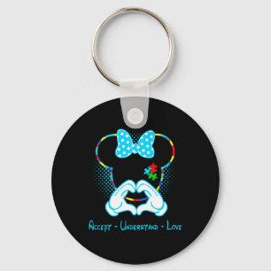 Accept Understand Love Autism Awareness - Mouse Au Keychain