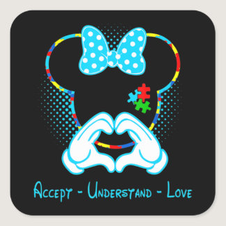 Accept Understand Love Autism Awareness - Mouse Au Square Sticker