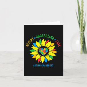 Accept Understand Love Autism Awareness Sunflower  Card