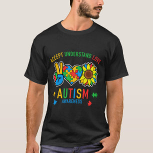 Accept Understand Love Autism Awareness Sunflower T-Shirt