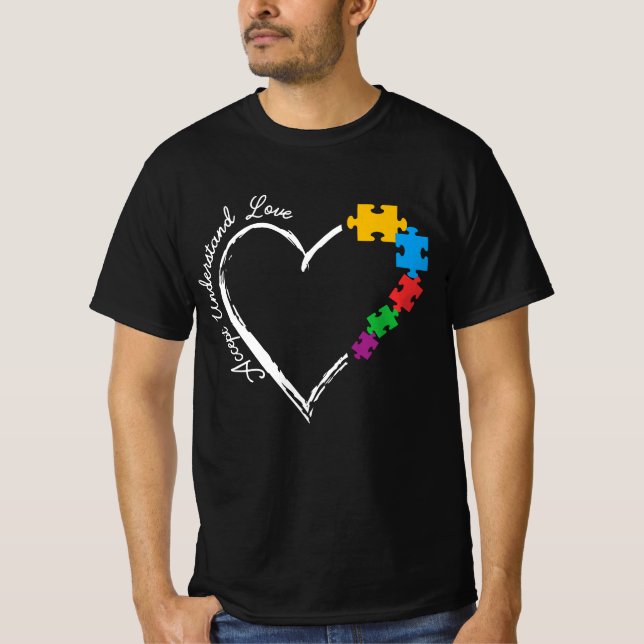 Accept Understand Love Autism Awareness T-Shirt (Front)