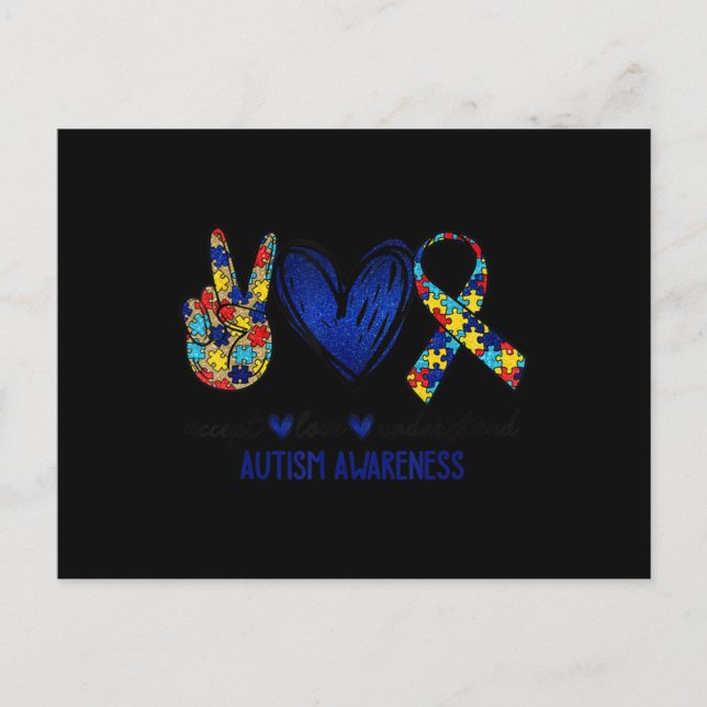 Accept Understand Love Autism Awareness T-Shirt Au Postcard (Front)