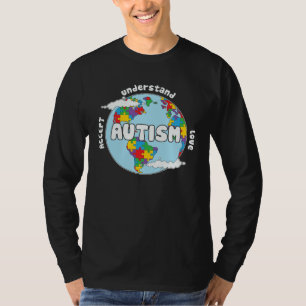 Accept Understand Love Earth Puzzle Autism Awarene T-Shirt