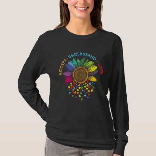 Accept Understand Love Flower Puzzle Autism Awaren T_Shirt