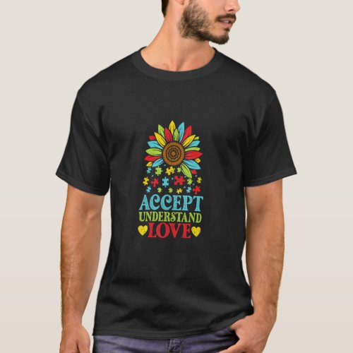 Accept Understand Love Flower Puzzle Autism Awaren T_Shirt