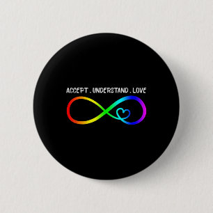 Accept Understand Love Heart Infinity Autism Aware Button