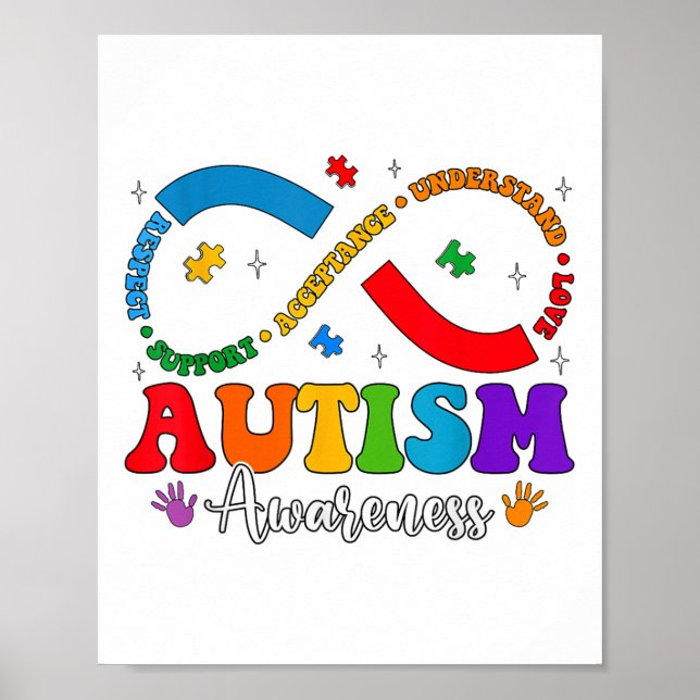 Accept Understand Love Heart Infinity Autism Aware Poster (Front)