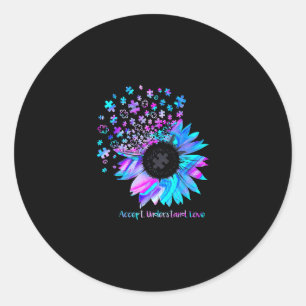 Accept understand love sunflower autism awareness classic round sticker