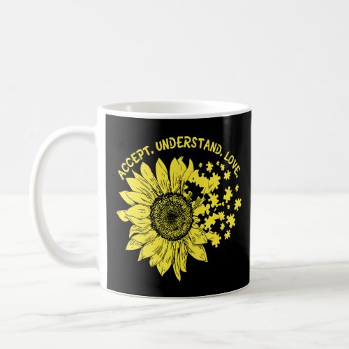 Accept Understand Love Sunflower  Autism Awareness Coffee Mug
