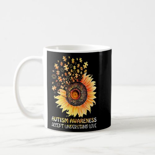 Accept Understand Love Sunflower Autism Awareness  Coffee Mug