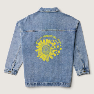 Accept Understand Love Sunflower  Autism Awareness Denim Jacket