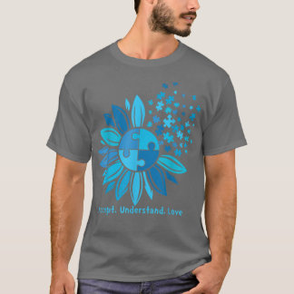 Accept Understand Love Sunflower Autism Awareness  T-Shirt