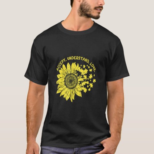 Accept Understand Love Sunflower  Autism Awareness T_Shirt