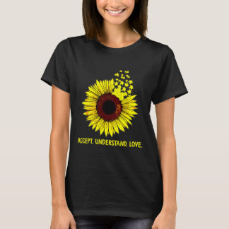 Accept Understand Love Sunflower Autism Awareness  T-Shirt
