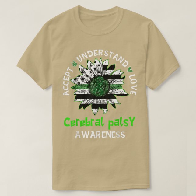 Accept Understand Love Sunflower Cerebral Palsy Aw T-Shirt (Design Front)