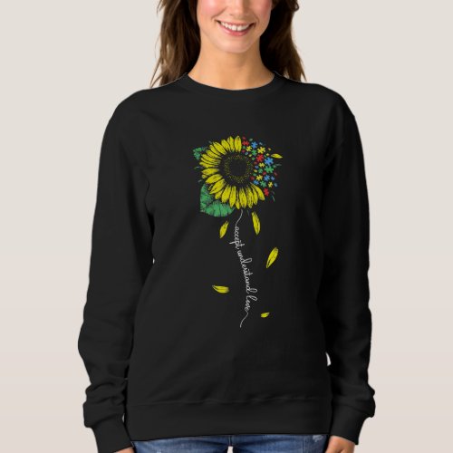 Accept Understand Love Sunflower Puzzle Autism Awa Sweatshirt