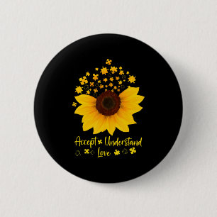 Accept Understand Love Sunflower Shirt Autism Awar Button