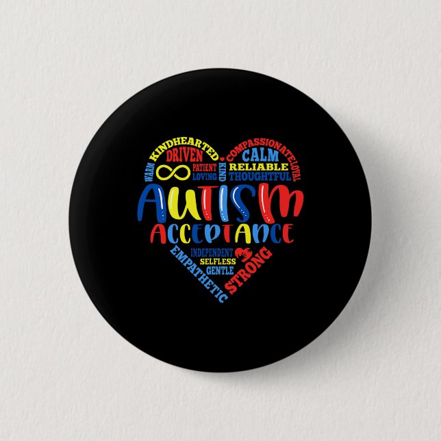 Acceptance Autism Awareness Month Support Puzzle P Button (Front)