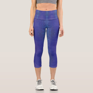 Acceptance Blue Indigo Violet Boho Medallions Capri Leggings