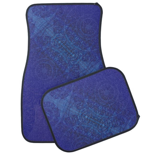 Acceptance | Blue Indigo Violet Boho Medallions Car Floor Mat (Set)